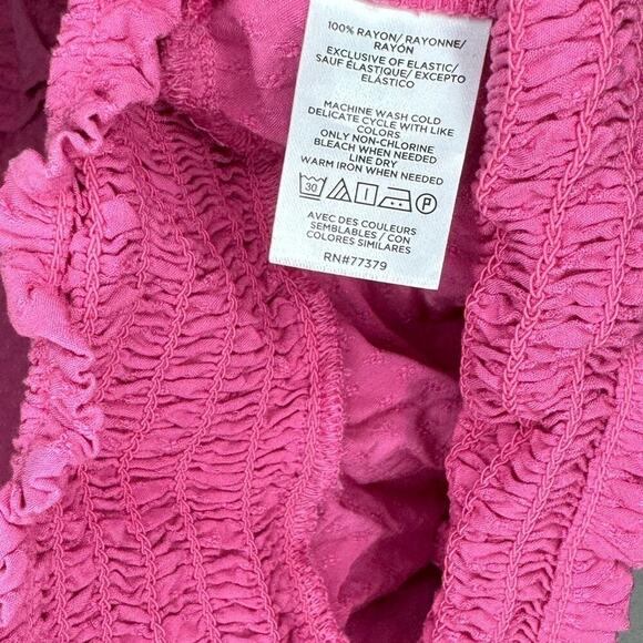 Ann Taylor Pink Printed Butterfly Sleeve V-Neck Loose Fit Top Size Large - Picture 5 of 5